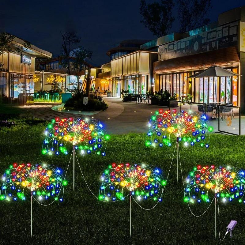 

Светодиодные солнечные фейерверки, уличные водонепроницаемые солнечные садовые сказочные лампы для лужайки, патио, двора, вечеринки, рождественские украшения 3 connected together разноцветный