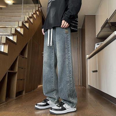 Men's Wide-Leg Plus Velvet Straight-Leg Jeans for Autumn/Winter