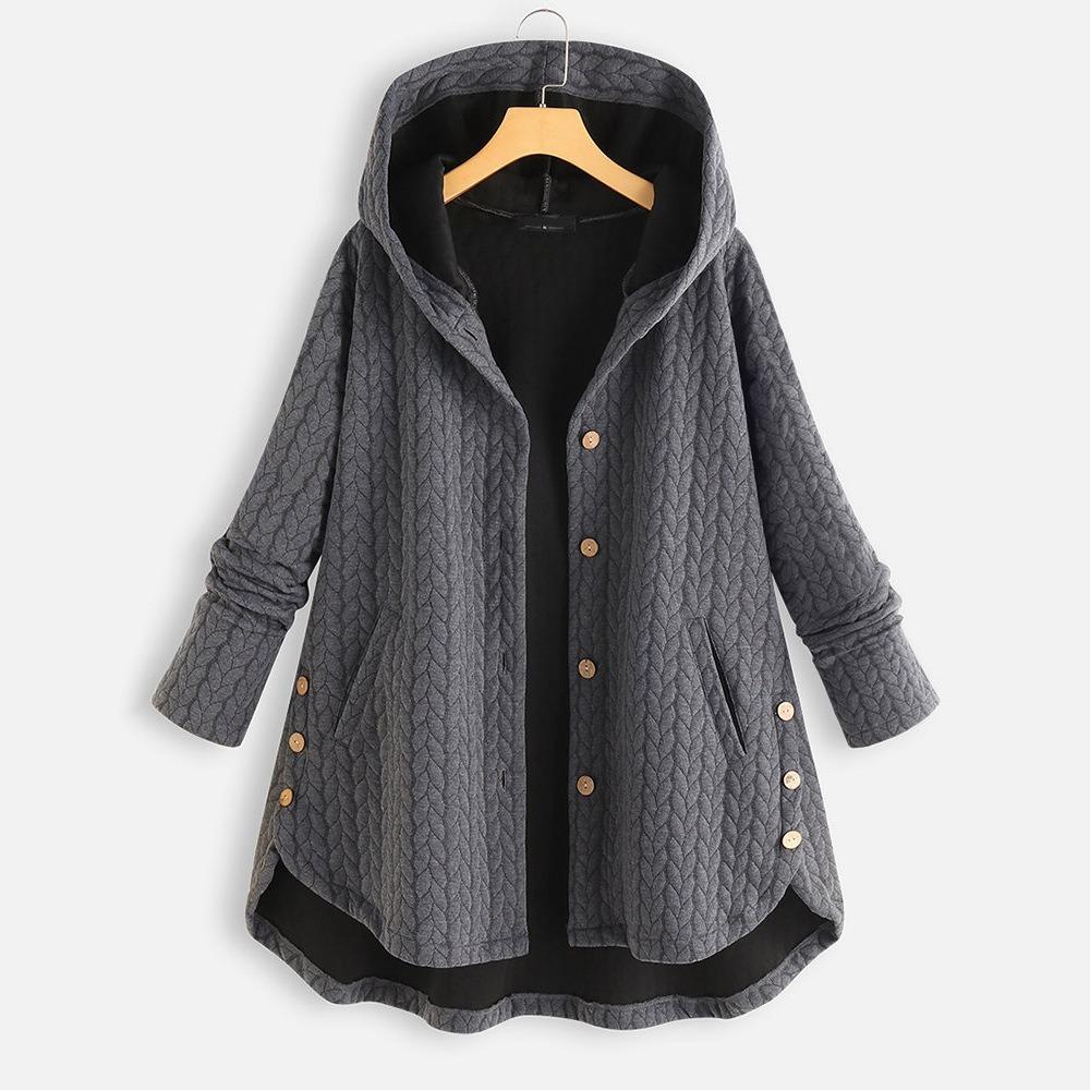 Damen Herbst- und Winter-Mittelmantel mit Kapuze, Lässige Warme Damen Baumwollwattierte Jacke Oberteile