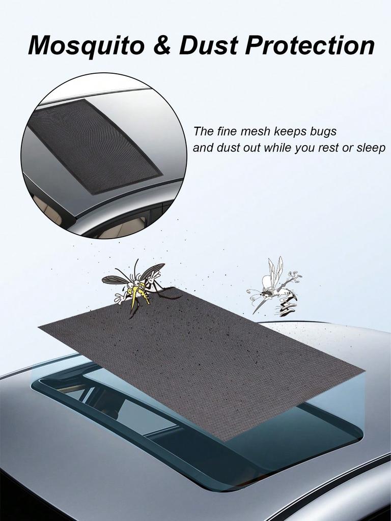 Car Sunroof Mosquito Net Magnetic Sun Shade Mesh UV Heat Protection Breathable Anti-Mosquito Dust Proof for Sedan SUV