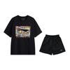 Summer Mens Printed Round Neck Short Sleeve Simple Versatile Sweat-Wicking Breathable Skin-Friendly Casual Sports Suit AHSV291-2+YATV113-1