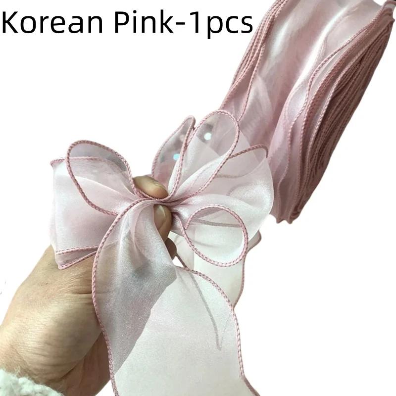 5M Organza Ribbon Wavy Edge Mesh Ribbon Strip DIY Bouquet Wrapping Supplies Handmade Bow Crafts Material Festival Party Decor