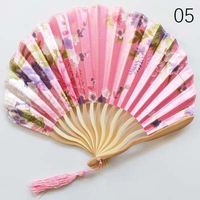 Japanese Style Shell Fan Bamboo Retro Tassels Folding Fans Single-side Flower Wedding Hand Fans Crafts Kimono Fan Accessories