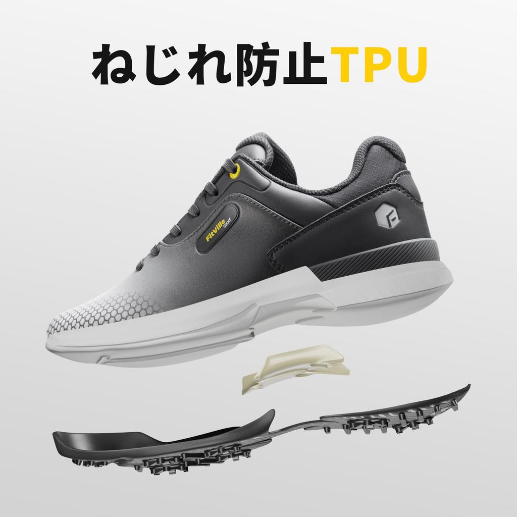 Wide Fit Golf Shoes for Men Lightweight Golf Sneakers with Spikes [FitVille] (2E/4E) -