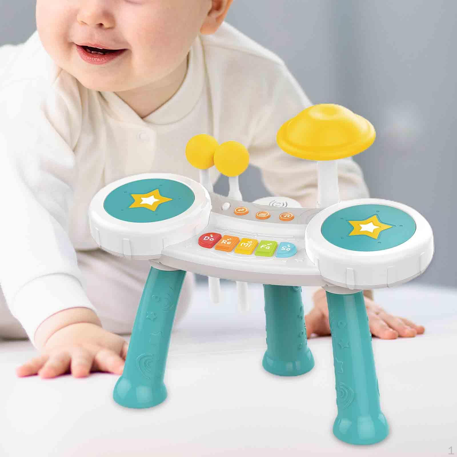 

Детская барабанная установка, музыкальный инструмент, развивающая игрушка для ребенка от 6 до 12 месяцев синий