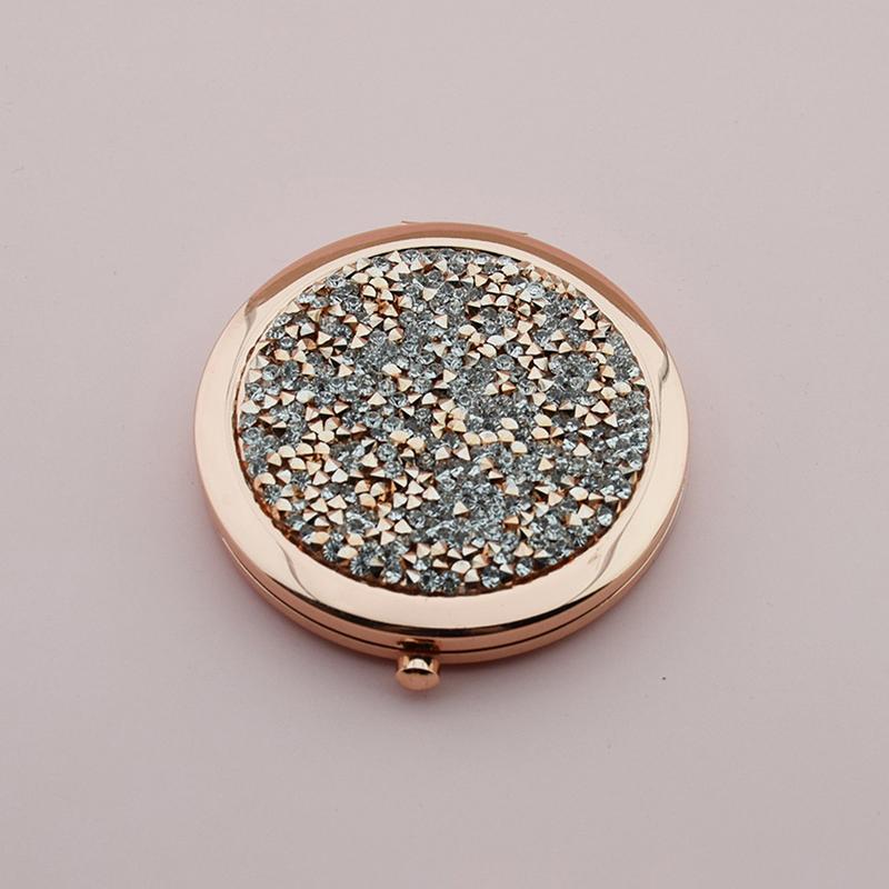 Miroir Compact Voyage Exquis Outils de Maquillage Rond Portable Pliant Miroir de Maquillage à Mettre dans la Poche Miroir Double Face