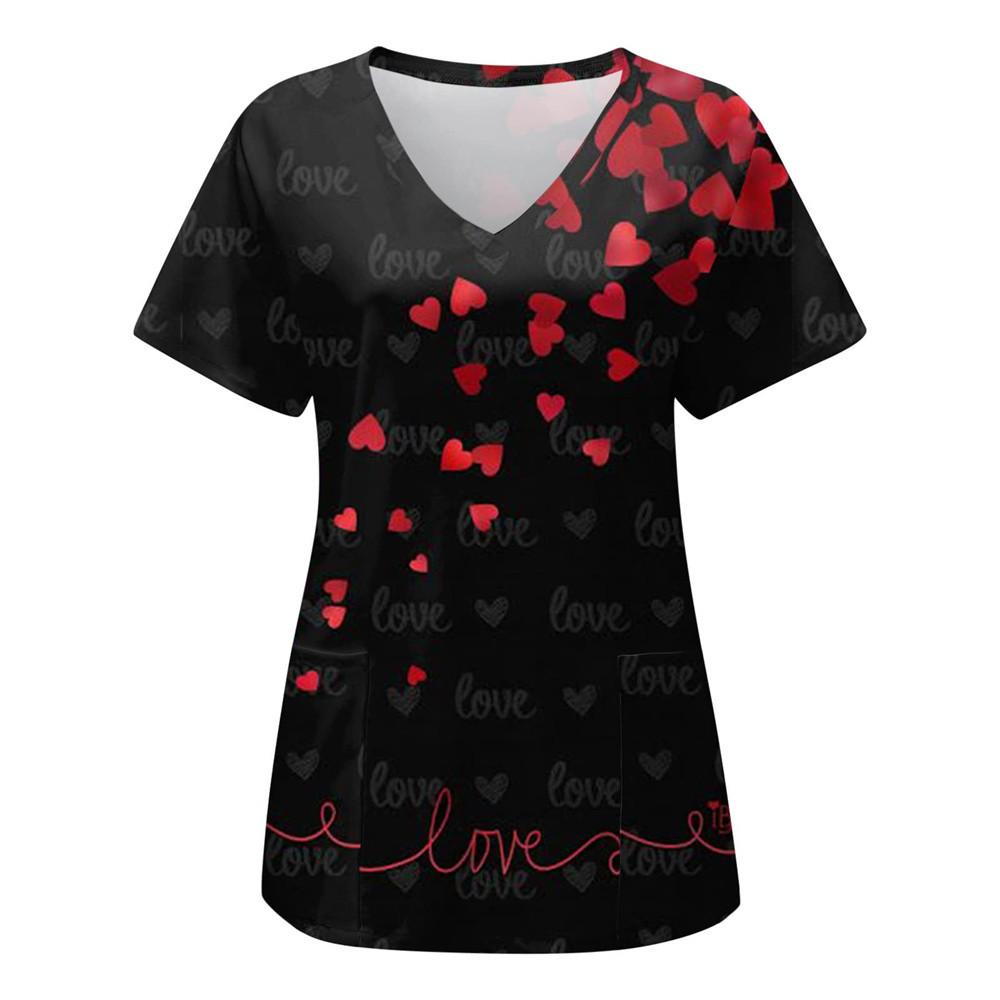 

Love Nursing Scrubs Топи Уніформа медсестри Футболка з 3d-принтом тварин Жіноча мода Комбінезон з V-подібним вирізом Кишеня Медична уніформа Робочий одяг XXXL