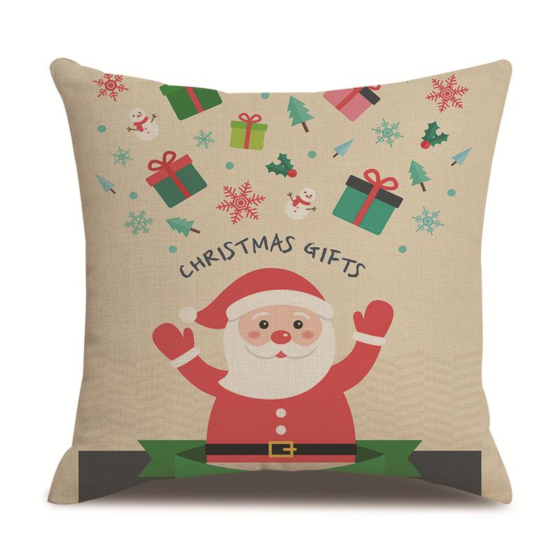 Christmas Pattern Single Sided Linen Pillow Case Living Room Pillow Case Bed Pillow Case Bedroom Pillow Case