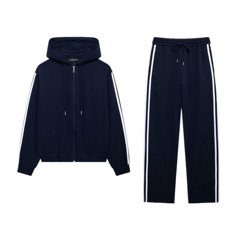 Fashion Wind 2024 Fall and Winter New Women's Clothes Side Stripes Hooded Pilot Jacket Sports Outwear 7484330