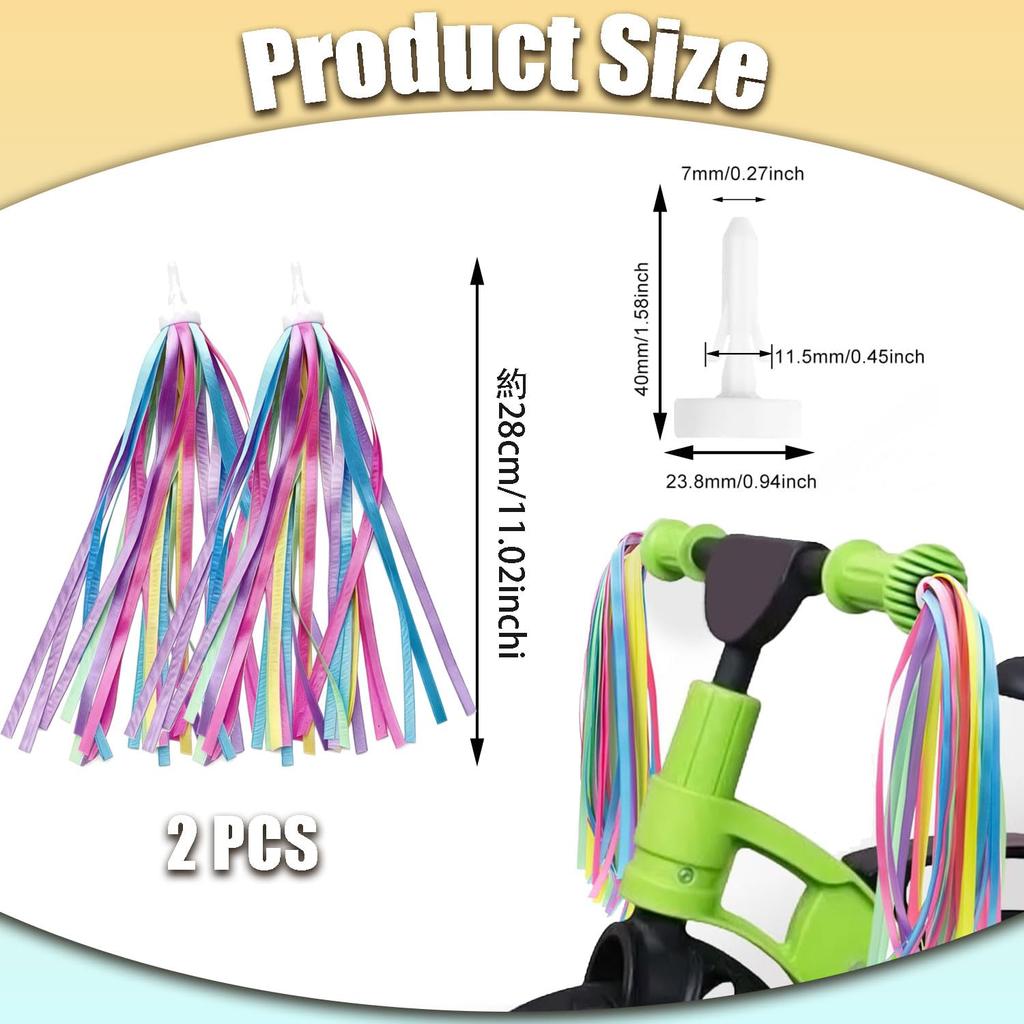 LvYiLinggg Bicycle Ribbon Macaron 2 Pairs Bicycle Handle Streamers Colorful