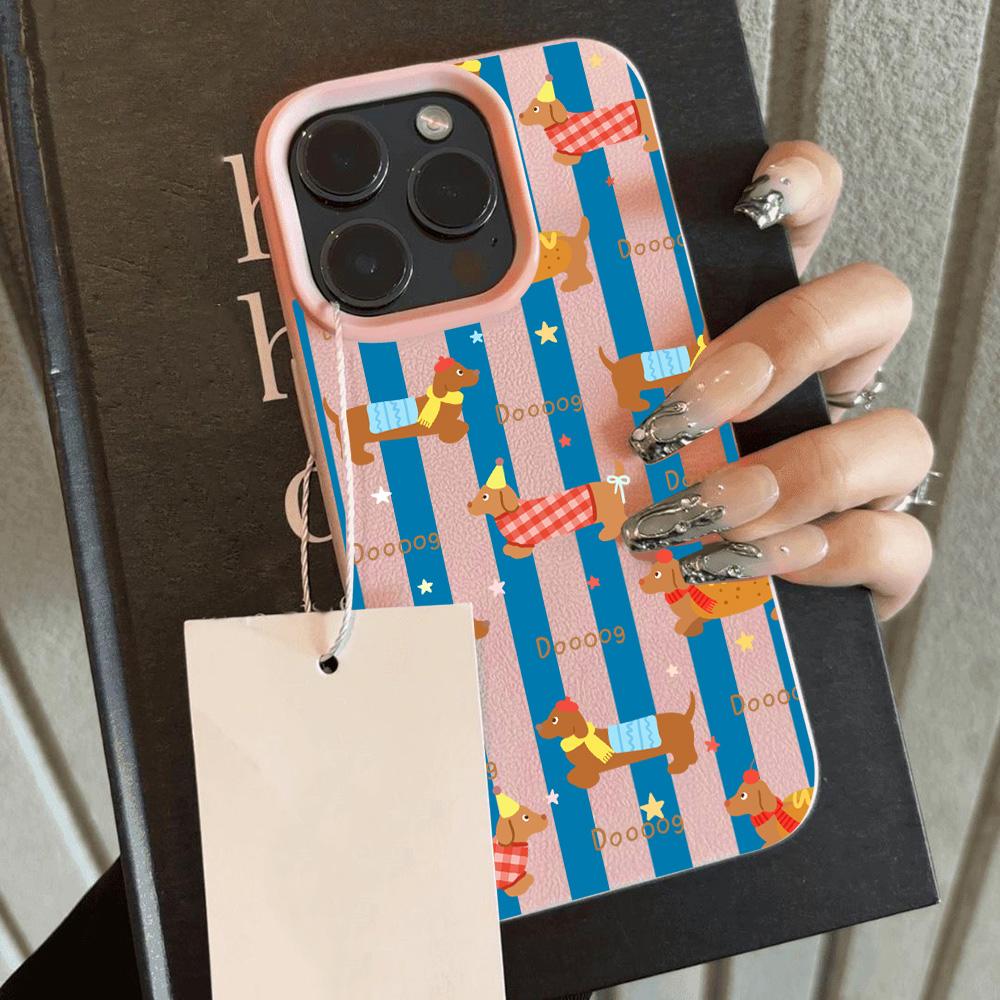 

HOT Leopard Print Dachshund Dog Lichee leather pattern Phone Case For Samsung S26 S25 S24 S23 S22 S21 S20 Plus FE Ultra 4G 5G Samsung S22 Ultra 5G