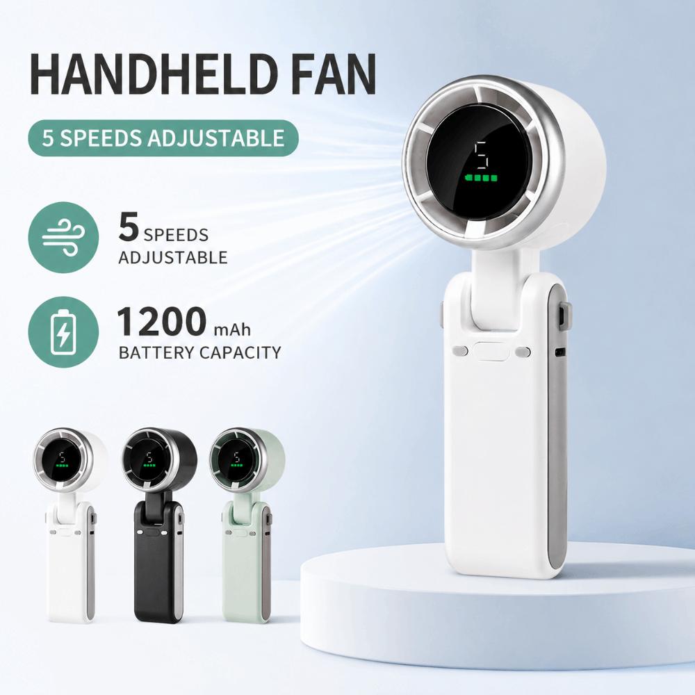 180 Degree Mini Handheld Fan 1200mAh Battery Hanging Neck Fan High Speed Turbo Fan Outdoor