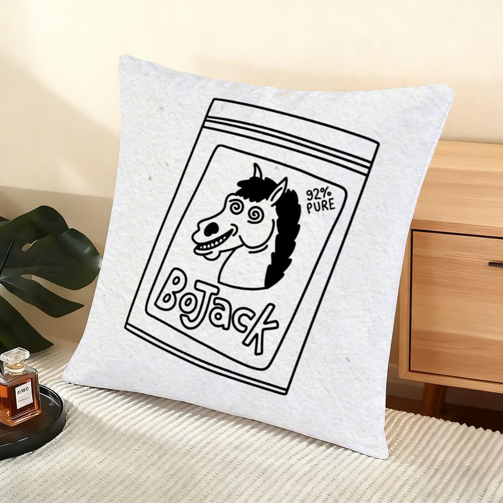 Наволочка Шелковистый Короткий Плюш для Домашней Подушки на Диван - Невидимая Молния Домашний Декор B-БоДжек Лошадь Аниме 30cmx30cm