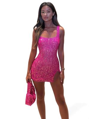 2026 Europäisches & Amerikanisches Pailletten Spaghettiträger Rückenfreies Partykleid