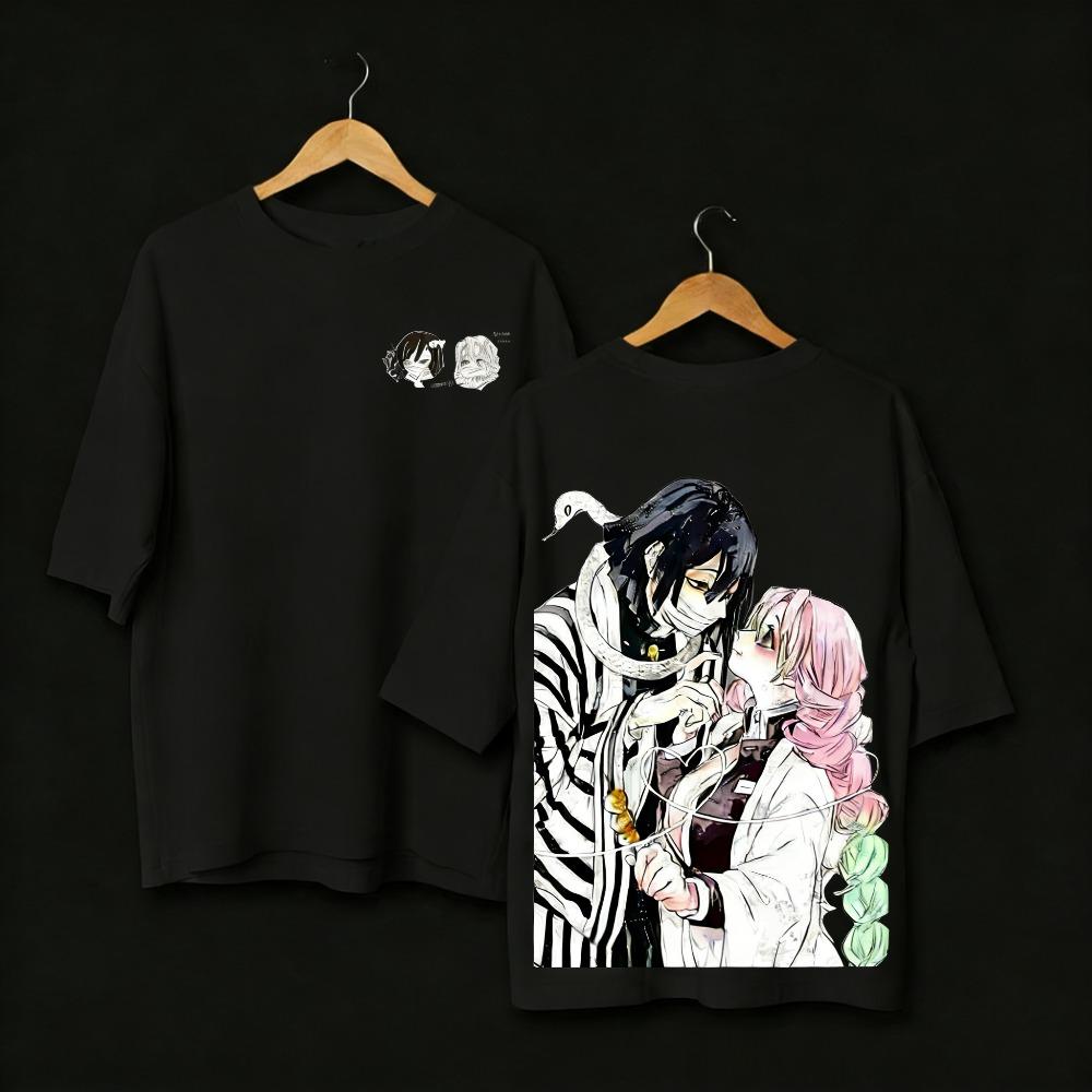 Demon Slayer Oversized Anime Printed Men and Women Tshirt Couple Summer Street Fashion Casual Parent Child Top Harajuku Y2K