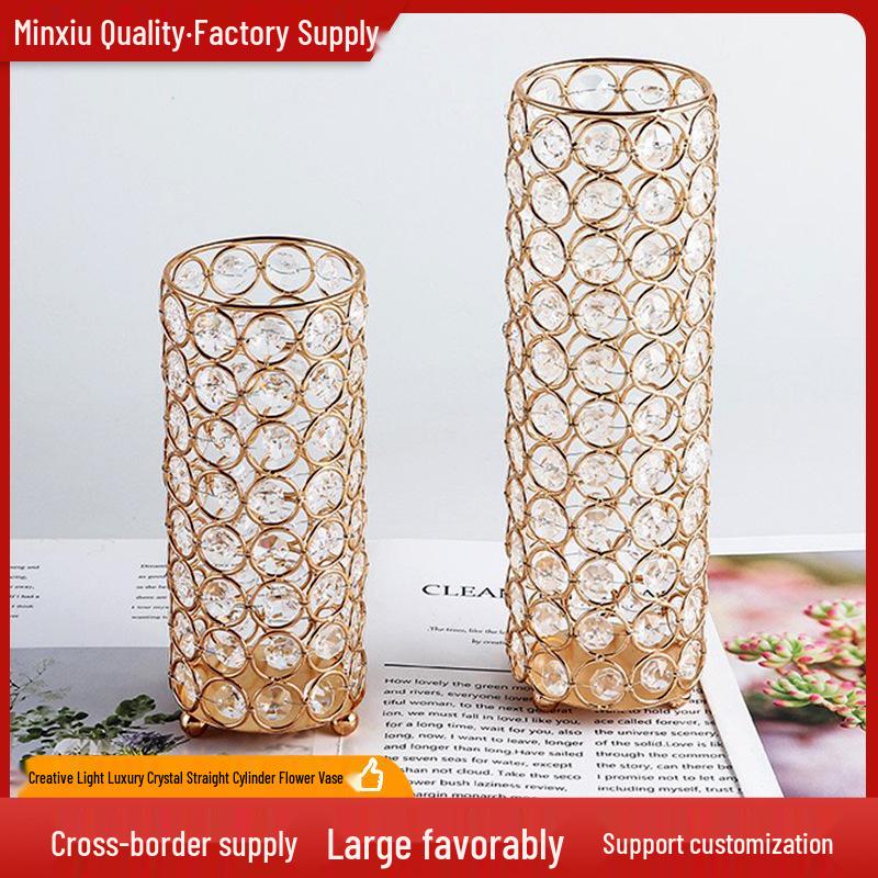 Nordische Kristall-Zylinder-Vase & Teelichthalter - Elegantes Hochzeits-Tischmittelstück
