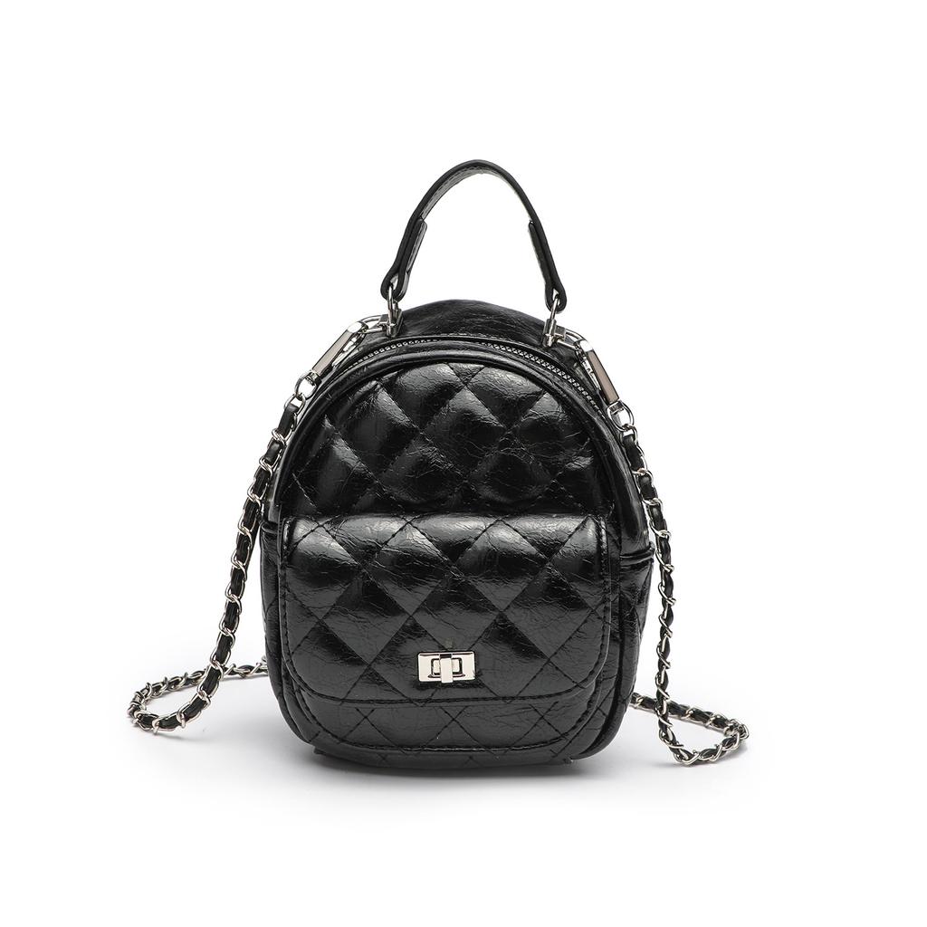 Korean Leisure Rhombus Backpack Women's Fashion Texture Travel Small Schoolbag Niche Simple Versatile Chain Small Backpack