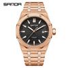 SANDA Men's Waterproof Mechanical Watch with Solid Steel Band and Calendar