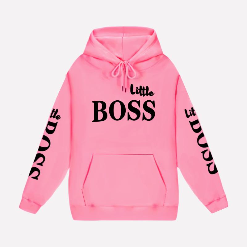 Trendy Kids' Letter Print Hoodie - 'Little Boss' Spring/Autumn Casual Sweatshirt for Boys & Girls