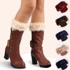 Leg Warmers Crochet Knit Flip Socks Short Boot Cover Retro Slimming Brace Ankle Protection Cuffs Toppers Stockings for Women
