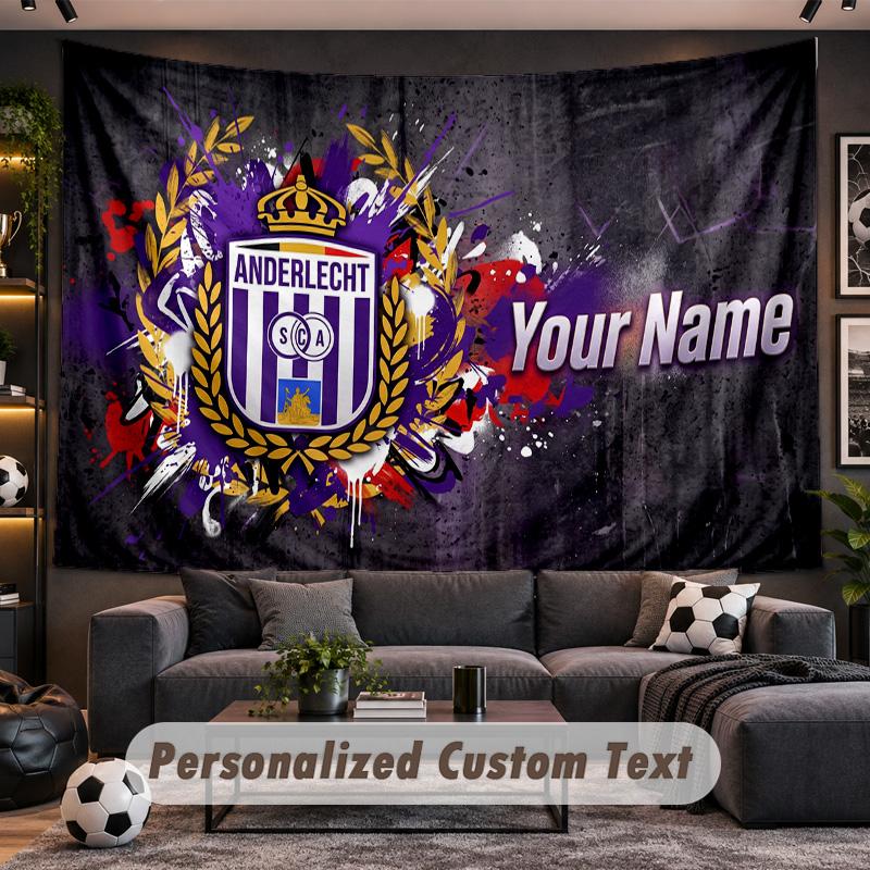 Anderlecht FC logo Personalized Tapestry Support Custom Name, Wall Art Home Decoration