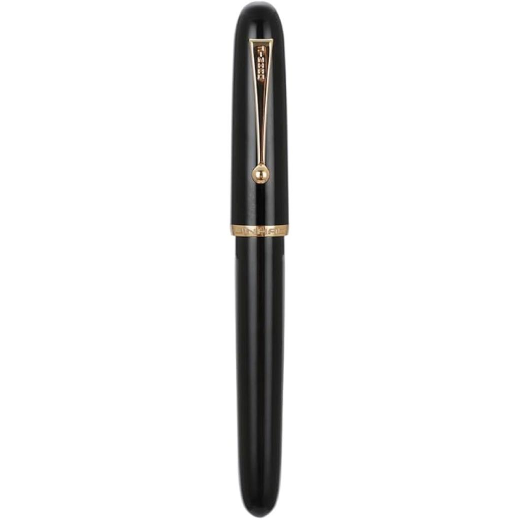Jinhao 9016 Fountain Pen Medium Heartbeat Point, Dadao Series Black Acrylic with Large Converter for Writing