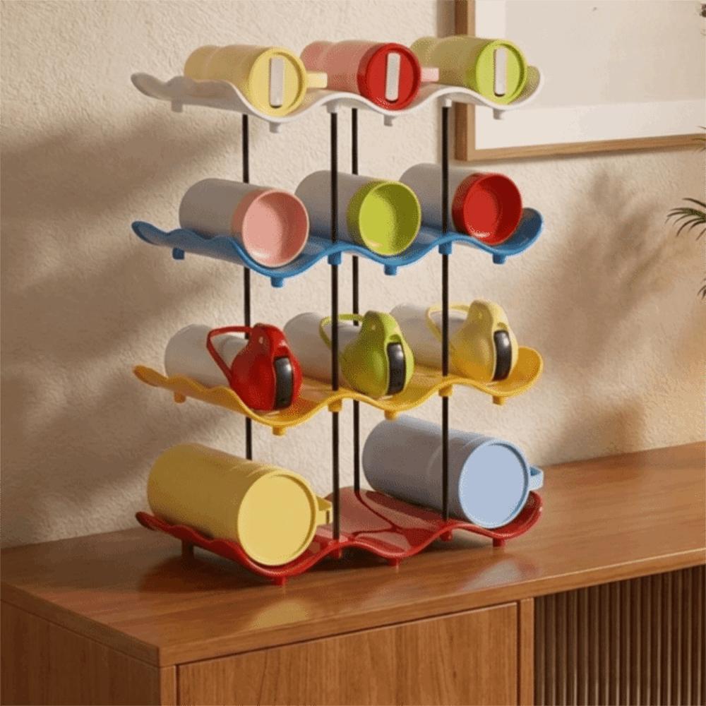 2/3/4 Layers Wavy Multi-layer Finishing Rack Anti-Fall Water Bottle Storage Rack Pantry