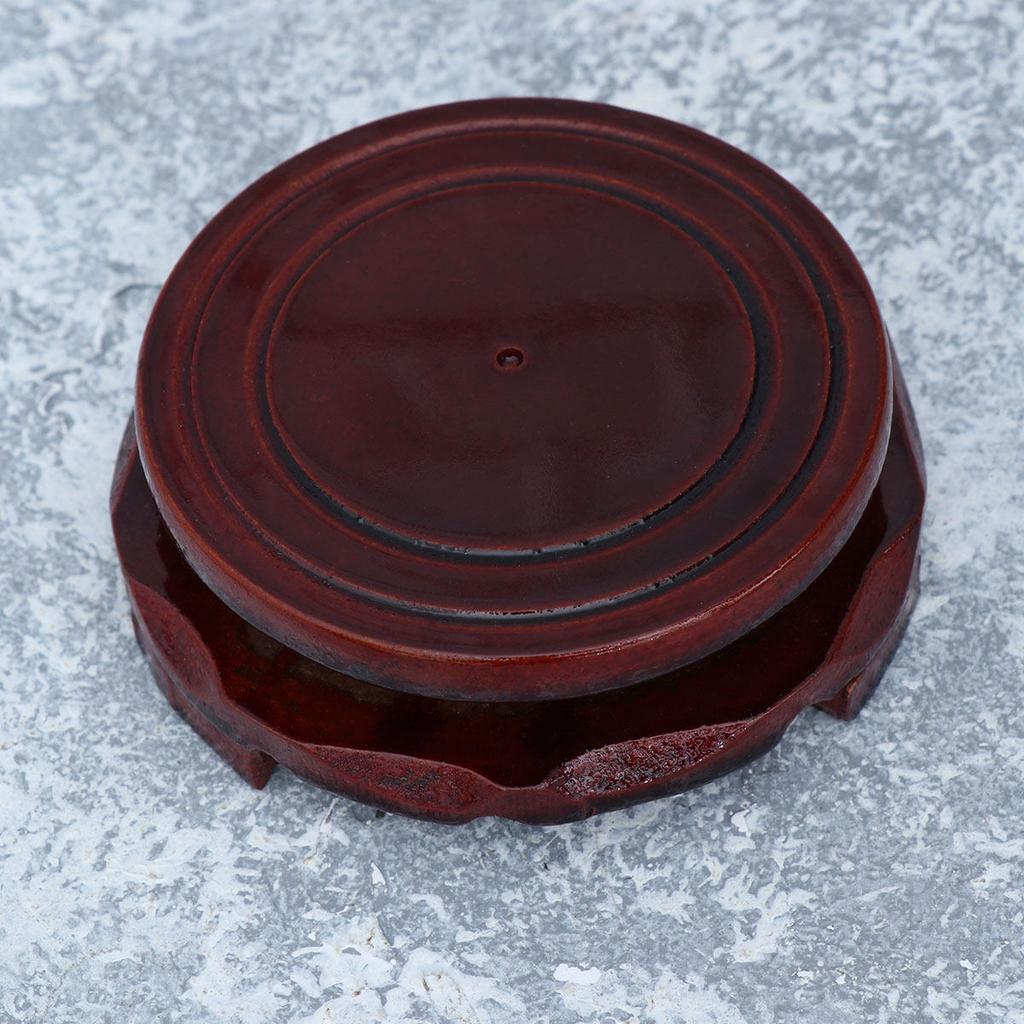 Wood Round Base Flowerpot Drip Tray Red Textured Non-Slip Heat-Resistant Plant Pots Saucer for Ceramic Basin Balcony Flower Pots