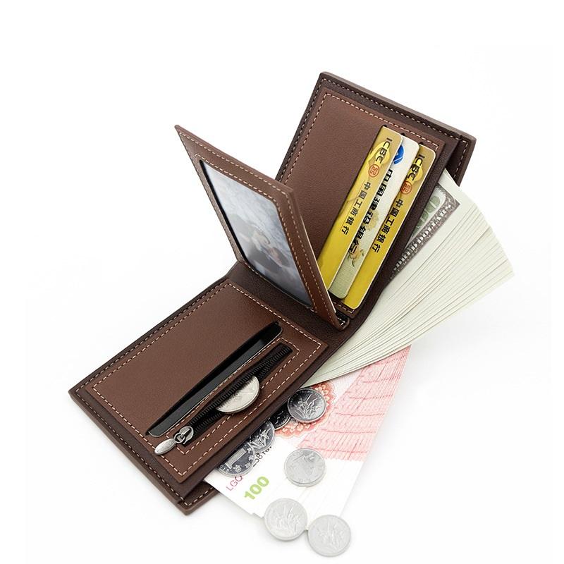 New Men's Business Wallet Classic Spliced Zipper Multi Card Short Wallet Large Capacity Card Bag Zero Wallet