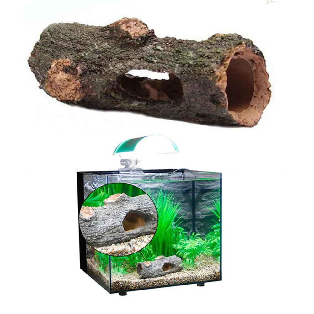 

Aquarium Hollow Tree Tunnel Cave Ornament Shrimp Turtle Hiding Shelter Pool Lake Pond Fish Tank Decoration Accessories