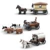 MOC Kreatives Mittelalter Westliche Kutsche Modell Bauernhof Viehwagen Transportfahrzeug Bausteine DIY Stein Spielzeug Junge Geburtstagsgeschenk
