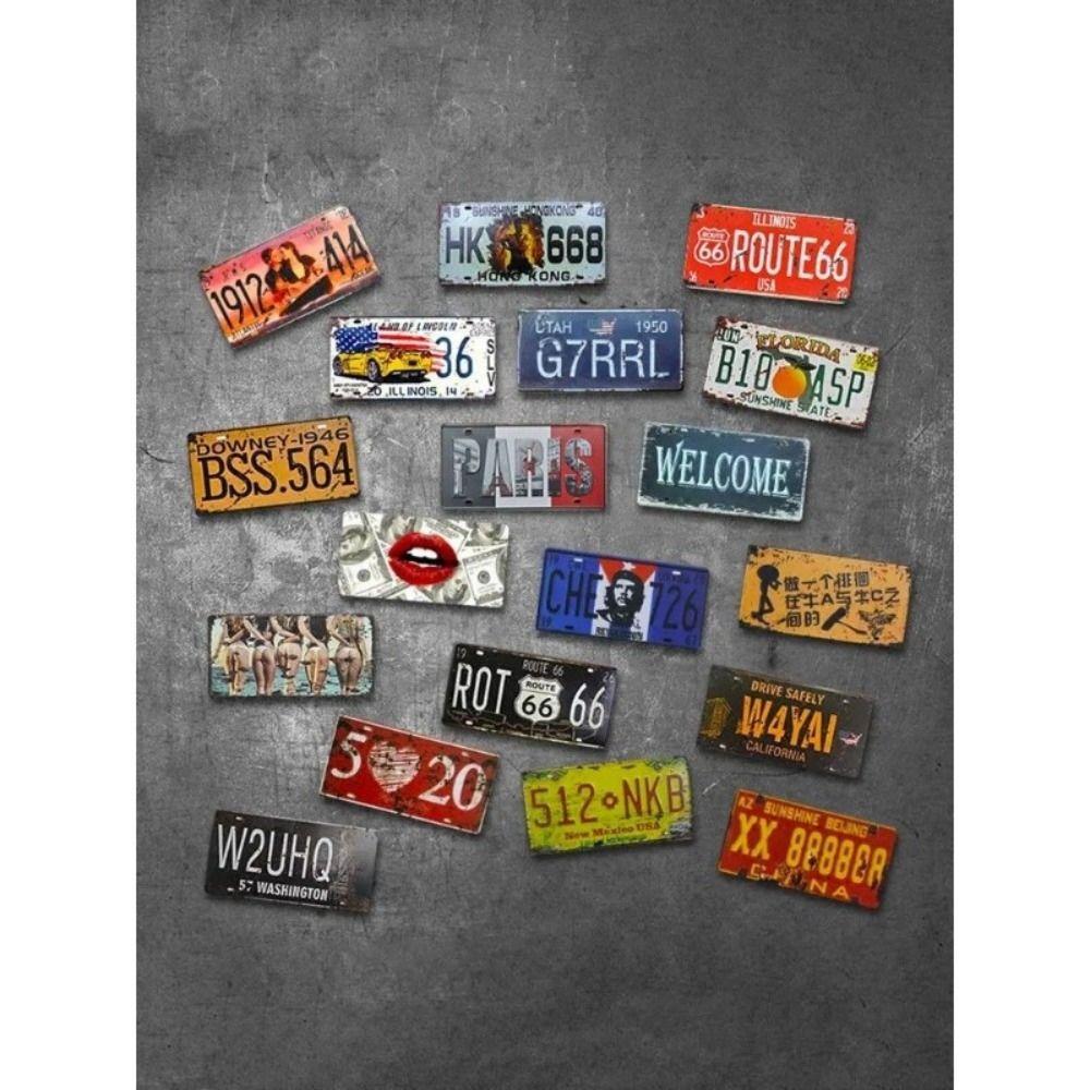 Metal Wall Poster Bangkok License Plate, Tuk Tuk Night City Temples Street Scene, Bar Decor, 20x30cm