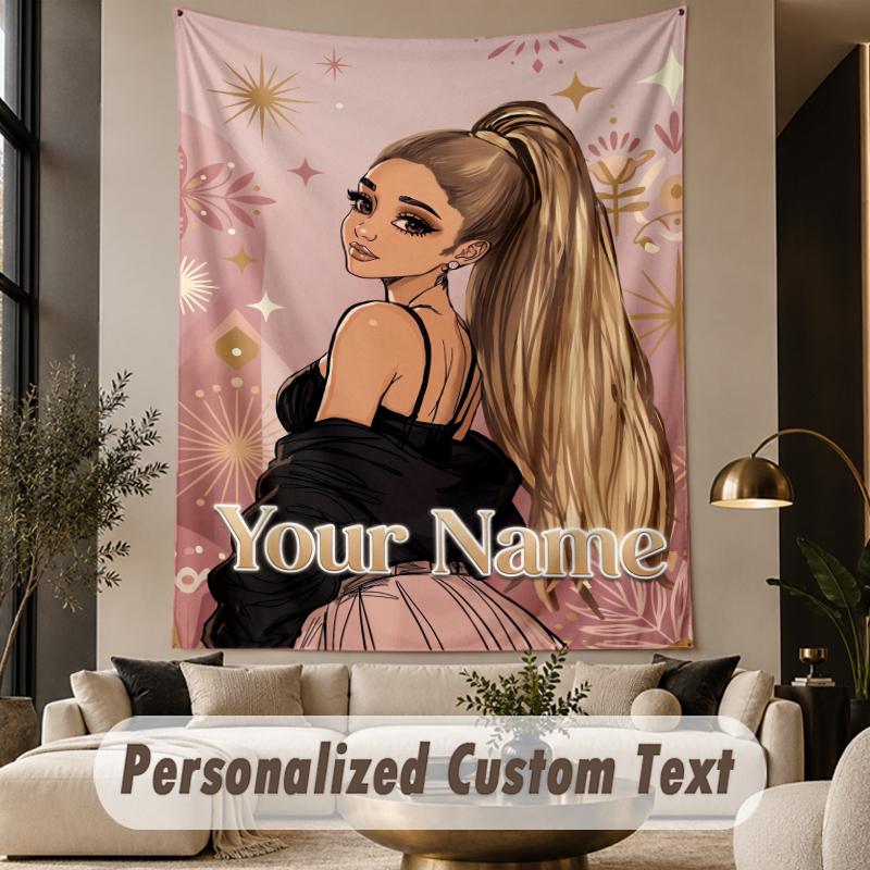 Custom Text Printed Tapestry Ariana Grande Pattern Large Wall Hanging Indoor Room Decor