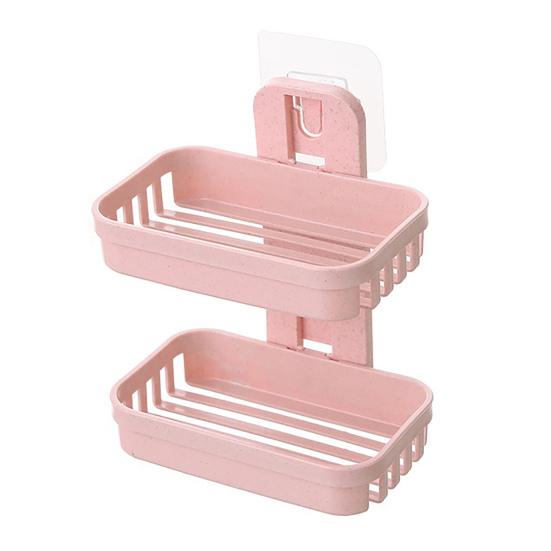 Seifenregal, multifunktionaler, stanzfreier, hohler Design-Seifenhalter zur Wandmontage, doppelstöckiger Drainagehalter für Badezimmer