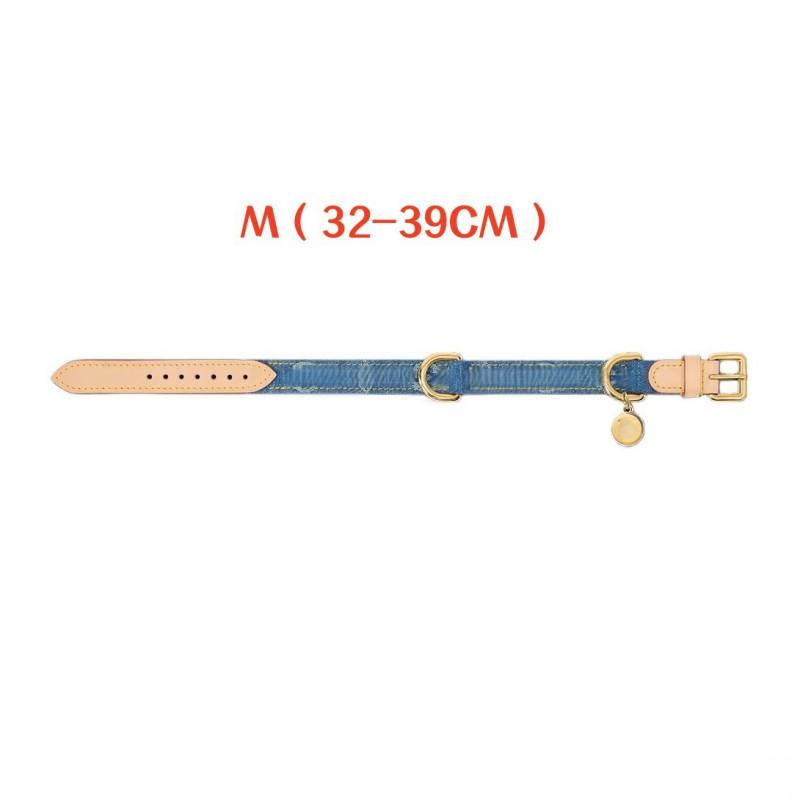 Luxury Denim Monogram Dog Collar Adjustable Leather Pet French Bulldog Dachshund Cat