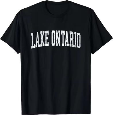 Lake Ontario Great Lake Travel Unisex T-Shirt Graphic Men's T-Shirt Black Casual T Shirt