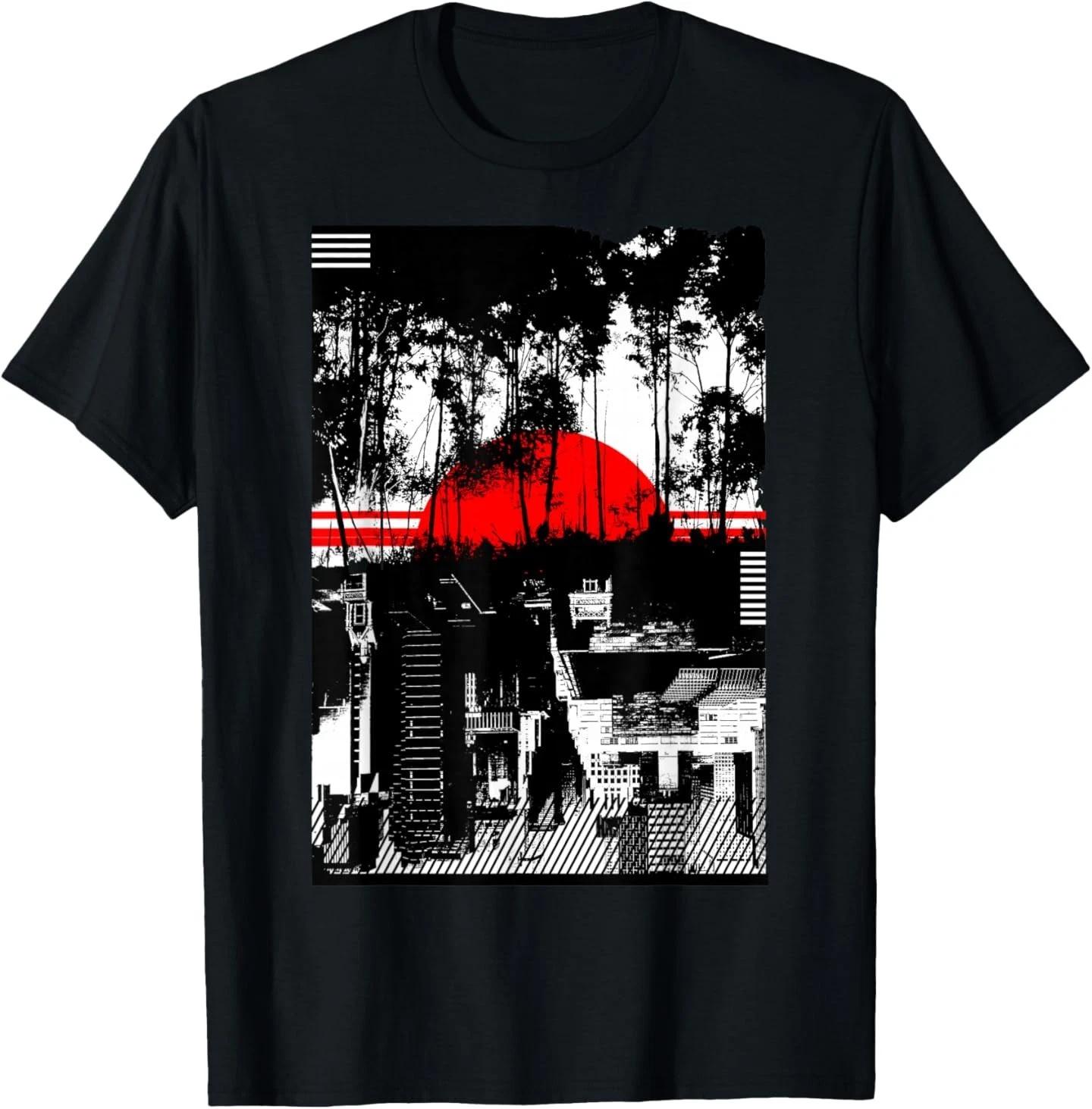 Urban City Silhouetted Tonal Black & White T- Shirt L