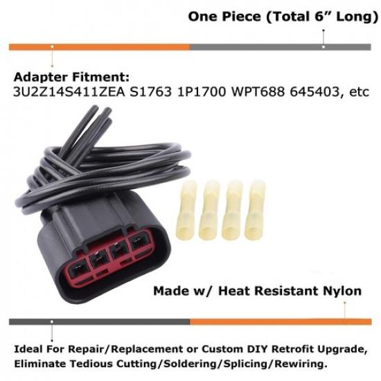 Female Connector w/7" Wiring For Ford/Lincoln Vehicle HVAC Blower Motor Resistor