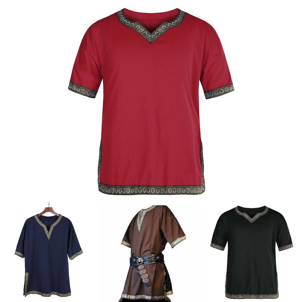 Stylish V-neck Medieval Tunic Top Shirt For Men Perfect For Renaissance Festivals