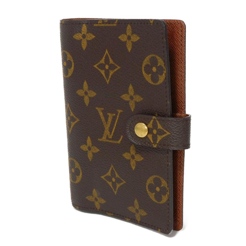Used 12564 Agenda PM R20005 8001 LV Logo Flower Brown Diary 6-Hole Card Case Monogram Maroon Unisex from Japan AUTHENTIC