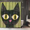 Stylish Black Cat Face Shower Curtain Machine Washable All Season Waterproof Privacy Protection Art Design Modern 12Hooks