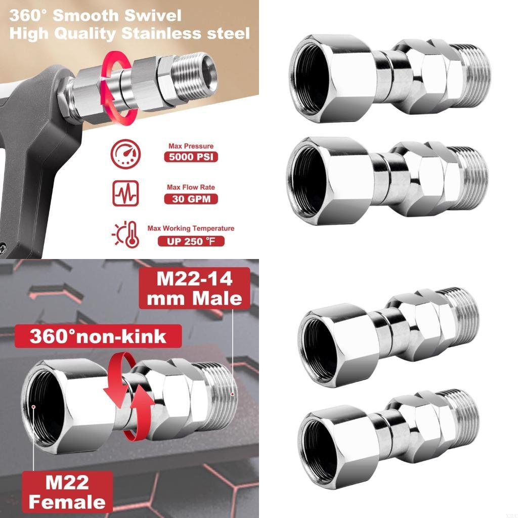 High Pressure Washer Rotating Joint Connector Hose Fitting M22 Thread 360 Degree X3UC CN