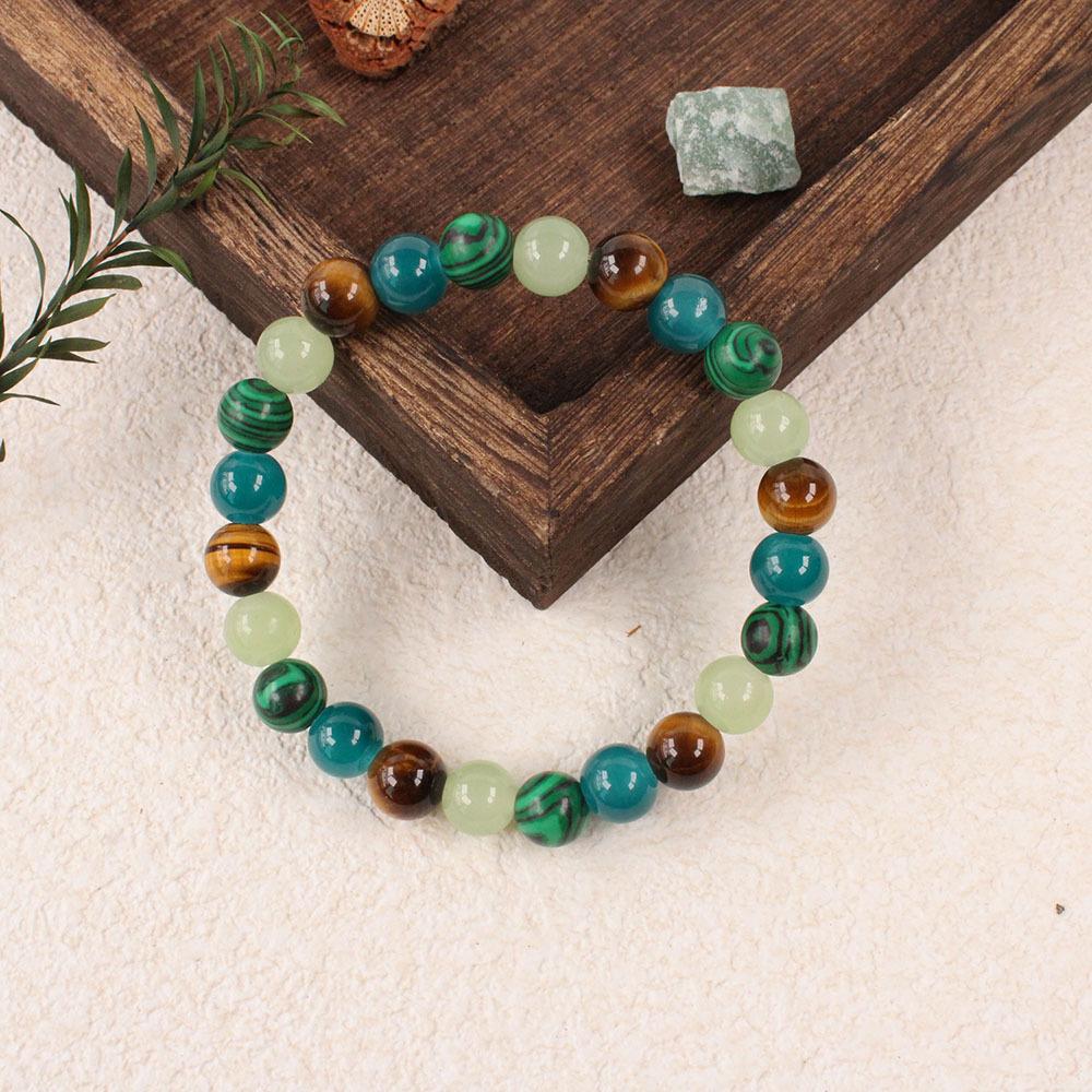 Green Aventurine Tiger Eye And Dark Green Agate Beaded Bracelet Natural Fashion Jewelry For Men And Women Daily Wear Simple Versatile Accessory