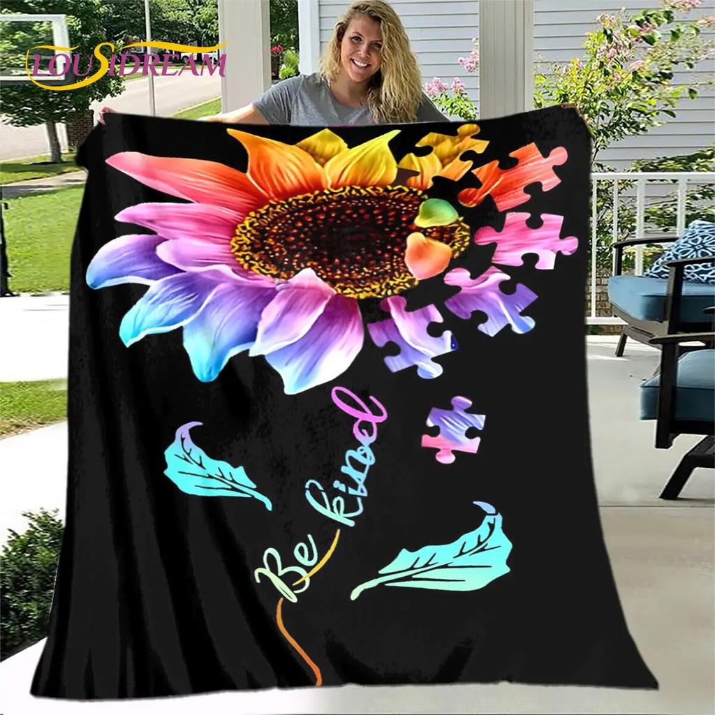 Newest 3D Rose Flower Sunflower Blanket,Flannel Blanket Throw Blanket,Sherpa Warm Blanket for Living Room Bedroom Beds Sofa Gift