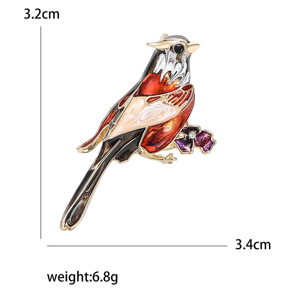 Fashion Color Dripping Bird Brooch Creative High-End Animal Cute Corsage Jacket Coat Pin Accessories