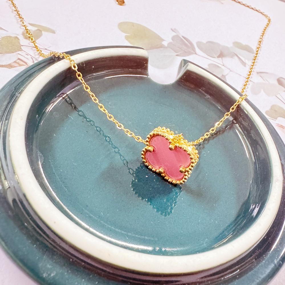 15MM Titanium Steel Four-Leaf Clover Necklace - Non-Fading, Fresh Forest Style