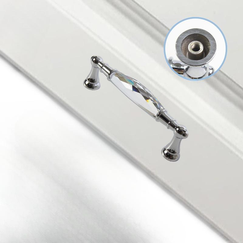 Zinc Alloy Drawer Silvery Long Crystal Handle Dresser Wardrobe Handles for Cabinet Kitchen Pull Cupboard Knob