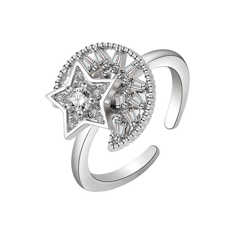 Anelli Antistress Ansia Fidget per Donna Multipli Cristallo Fiore Sole Cuore Metallo Spinner Anello Rotante Gioielli da Matrimonio