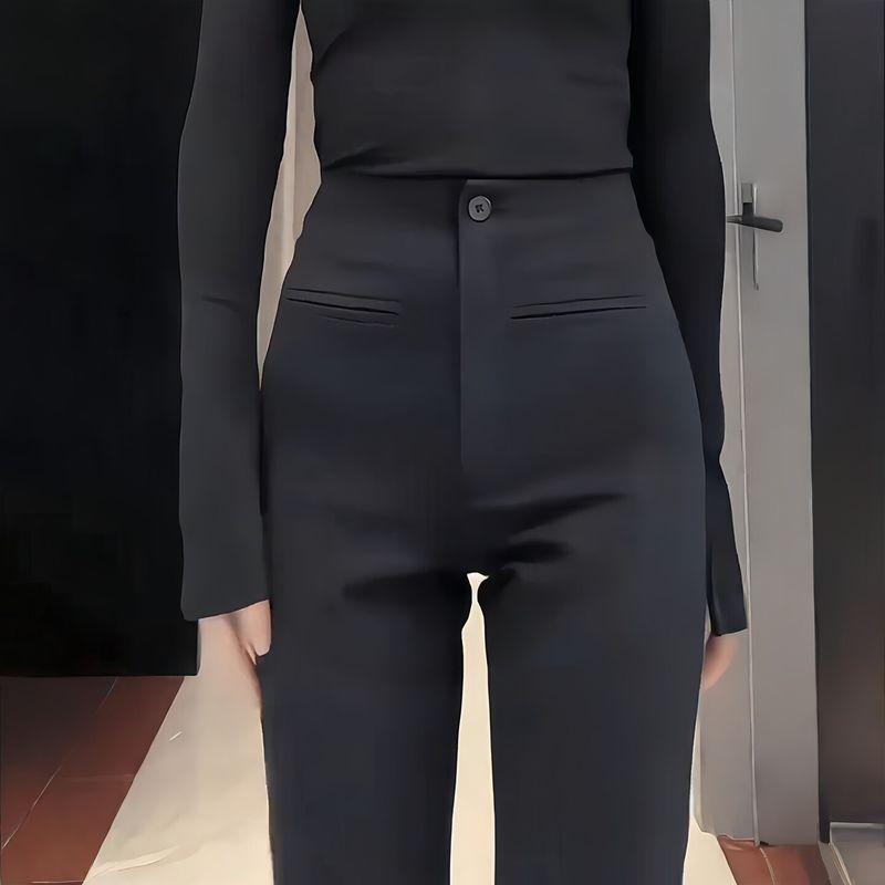 

Black High-End Flared Suit Pants for Women, 2026 Summer New Style, High-Waisted, Slimming, Stretchy, Fitted Bootcut Pants Black Regular S