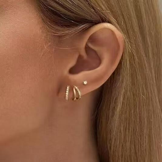 

PONYKISS Tibetan Silver Zircon Double Letter-C Geometric Hoop Earrings for Women Classic Fashion Minimalist Accessories